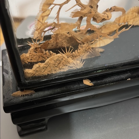 Vintage Hand Carved San You Chinese Asian Cork Diorama 3D Scene in Glass Pagoda - Picture 3 of 4